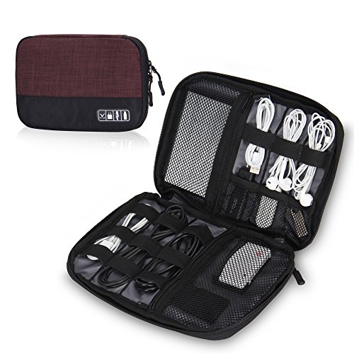 Preisvergleich Produktbild Veevan Tragbare Universal Kabeltasche Reiseetui Elektronik Organizer Braun