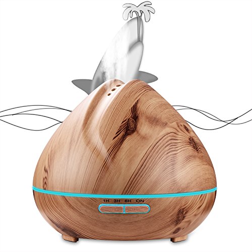 Liqoo® Aroma Diffuser Luftbefeuchter 400ml Duftzerstäuber Oil Düfte mit 7 Farben LED Licht für Schlafzimmer Wohnzimmer Büro