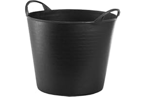 RED HOG Contenitore Secchio Cestello Flessibile Multifunzionale, per Casa, Stalla, Giardino, Garage, Animali, Stoccaggio, Trasporto, Lavaggio, Capacità di Sollevamento Fino a 120kg, 26L Nero