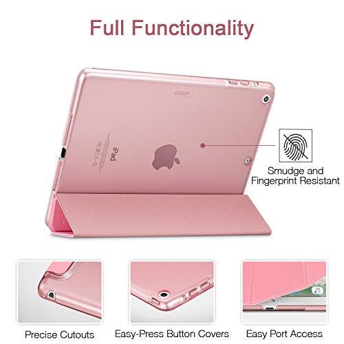 iPad Air Hülle, ESR® Yippee Series Auto aufwachen / Schlaf Funktion Wickelfalz Ledertasche mit Lichtdurchlässig Rückseite Abdeckung Leichtgewicht Schutzhülle für iPad Air / iPad 5 (Süß Rosa) - 6