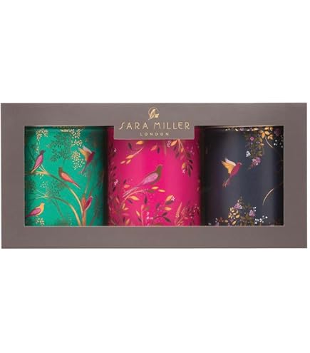 Sara Miller New Havali Scatola In Latta 100g | Quadrata 75x75x93mm | Rosa Con Uccellini E Foglie - 4