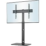 BONTEC Support TV de Sol pour Téléviseurs de 30-70 Pouces Plasma/LED/LCD/OLED Incurvés & Plats, Support TV Haut Réglable en H