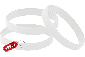 THXIY 100PCS Blank Silicone Wristbands Elastic Universal Bracelets Rubber Wholesale Bracelet bands bulk