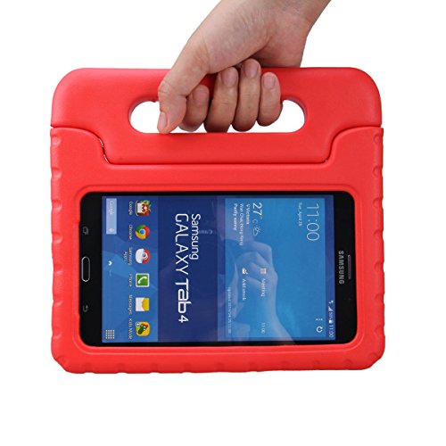 NEWSTYLE Samsung Galaxy Tab 4 7.0 Kinder Hülle Case mit umwandelbarer Handgriff Superleichte Stoßfeste Schutzhülle Tasche Cover für Samsung Tab 4 SM-T230/T231/T235 (7 Zoll) – Rot - 2