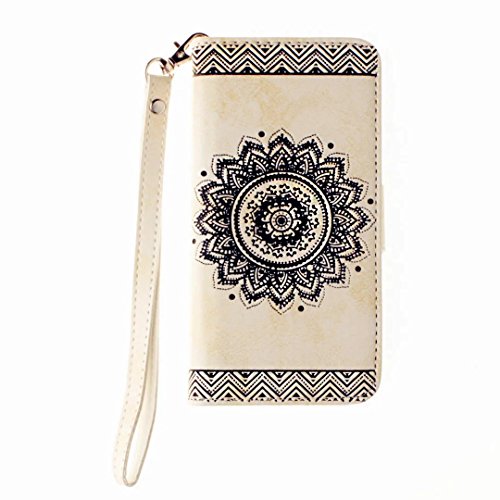 MUTOUREN Schutzhülle Case für iPhone 6 iphone 6S 4.7 Zoll Prägung Blumen Geprägte indische Mandala Muster Buch-Stil Bookstyle Handyhülle Schutzhülle Taschen Anti-scratch Bumper et Shock Absorption Magnetverschluss Magnet Etui + Metall Touch-Pen, Retro Weiß - 3