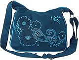 Bitte von Hand waschen Guru-Shop Schultertasche, Hippie Tasche, Goa Tasche - Petrol/türkis, Herren/Damen, Blau, Baumwolle, Size:One Size, 23x28x12 cm, Alternative Umhängetasche, Handtasche aus Stoff