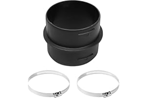 1 Stück 75 mm Verbinder Rundkanal Rohr, Verbindungsstück Lüftungsrohr Plastic mit 2 Edelstahl Schlauchschellen, Heizungsrohranschluss Verbindungsstück Lüftungsrohr für Eber-Spacher, We-Basto Heizung