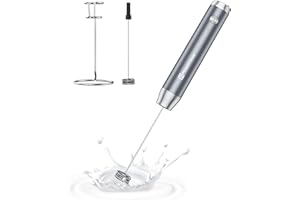 ‎MAESTRI HOUSE MaestriHouse wiederaufladbarer Milchaufschäumer, tragbar, elektrisch, wasserdicht, abnehmbarer Edelstahl-Schneebesen, Getränkemixer, Ständer, 2 Schneebesen (Space Grau)