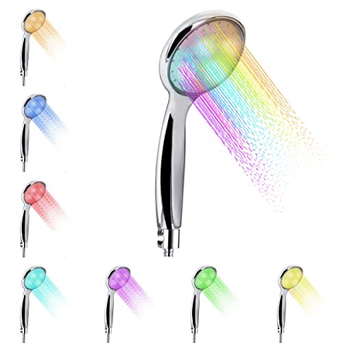 Crazyfire Duschkopf, bunte automatische Farbwechsel-RGB-LEDs, Rund, 7 Farben, Handbrause