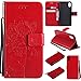 Produktbild Artfeel iPhone X Hülle,iPhone X Hülle,Wallet Flip Stilvoll Geprägtes Muster Tasche,[Magnetverschluss] [Standfunktion] Leder Brieftasche Stoßfest Schutzhülle mit [Handschlaufe] Kredit Kartenfächer und Klapptasche Handyhülle für iPhone X 5.8 Zoll-Rot