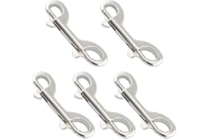 Xihuimay Pack of 5 Double Ended Bolt Snap Hook 3.5" Zinc Alloy Spring Hook Nickel Plated Metal Clips Trigger Chain Clips Multipurpose Hardware Buckle for Horse Tack Dog Leash Garage Use, Silver