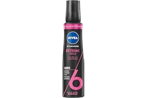 ‎BEIERSDORF NIVEA Schaumfestiger Extreme Hold, pflegender Haarschaum mit Hitzeschutz, Panthenol & Vitamin B3, Haarfestiger für 48h für extrem starken Halt (Haltestufe 6), Styling Mousse (150 ml)