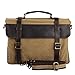 Produktbild Veevan Herren Vintage Business Echtleder Canvas Aktentaschen (Khaki-1)