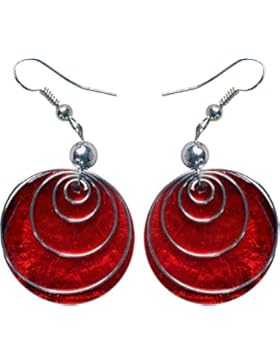 Ohrringe aus Muschel in vielen schönen Farben, Farbe:rot