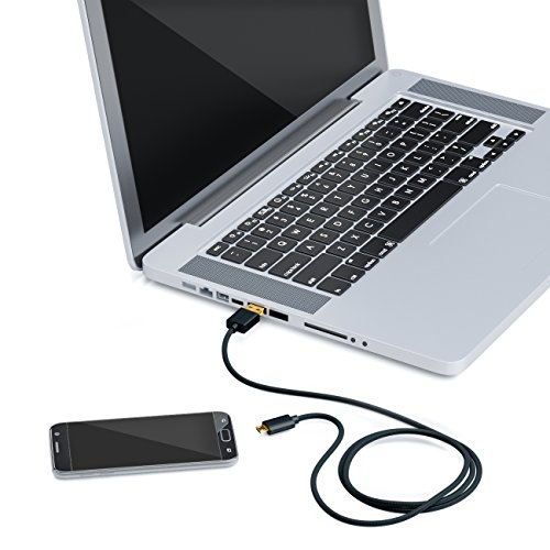 deleyCON Micro USB Kabel Set 2x 1m Nylon + Metallstecker / Ladekabel Datenkabel Schnellladekabel / Smartphone / Tablet / Laptop / Notebook – Schwarz - 5