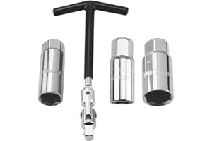 UV STYLISH Chiave Candela con Impugnatura a T, 4 pezzi 16 mm, 18 mm e 21 mm Universali Chiave Svitacandele per Auto e Moto (Nero)