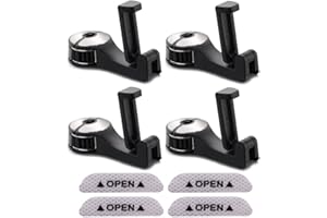 Anlising 4 Stücke Autositz Haken Halter, Universal Auto Kopfstütze Haken, 2 in 1 Autositz Lagerung Haken, Autositz Zurück Haken, Senden 4 Reflektierende Aufkleber, für Suspension Handtaschen (Silber)