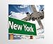 Produktbild Alu-Dibond New York Flugzeug Airport Schild Flug Bild auf Aluminium AluDibond UV Druck gebürstet Wandbild Metall Effekt 16A2180, Alu-Dibond 1:50x50cm