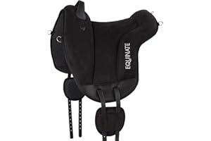 Equinate Reitpad Hamilton aus synthetischem Wildleder Pferd Schwarz - Bareback Pad mit pflegeleichter Neopren Unterseite - Reitkissen Baumloser Sattel