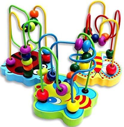 Meiqils Eudcation Toys，Children Colorful Wooden Mini Around Beads Game Toy（Random Color）