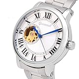 ZGZXD Men's Casual Mechanische Uhr, Jungen Wasserdichte Business Mode Doppelanzeige Stahl Gürtel Gürtel Kalender Outdoor-Sportuhr,A