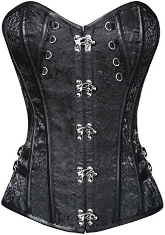 PULABO Women's Beauty Steel Boned Steampunk Burlesque Overbust Corset Body Shaper