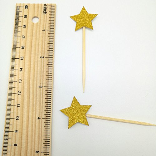 dooxoo Gold Glitter Sterne Cupcake Topper Mädchen ersten Geburtstag Party Twinkle Twinkle Little Star Pink und Gold Party Supplies Boy 1. Geburtstag – Gold Mini - 4