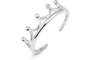 Amberta 925 Sterling Silber Zehering Verstellbar Damen | Delfin Blumen Krone Blatt Fußschmuck