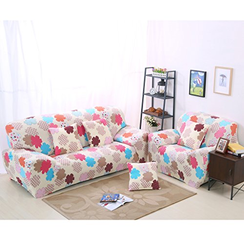 Gazechimp Modern Weich Stretch Sesselhussen Stretchhussen Husse aus elastischer Stoff für 1-Sitz / 3-Sitzer Couch Sofa – Happy Time, 190-230cm - 4