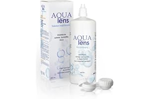 AQUA lens Contact Lenses Liquid (360 ml + Container) - Premium All-in-One Combination Solution for Soft Contact Lenses with HPMC (360 ml)