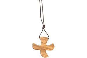 MaMeMi Cruz de Madera de Olivo Taizé con Cinta para Colgar * Longitud de la Cinta 65 cm *