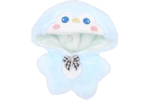 niannyyhouse Ropa de muñeca de felpa de 10 cm, enterizo suelto, pingüino, conejo, oso, zorro, cerdo, vestido de muñeca (azul)
