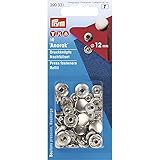 Mittlere Schlusskraft Prym 390331 Nachfüllpackung für 390330 Nähfrei Druckknopf Anorak, Messing 12 mm silberfarbig, metal,