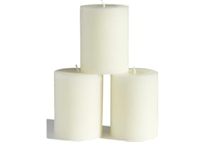 CANDWAX 7.6x10.2 cm Pillar Candles Set of 3 - Decorative Rustic Candles Unscented and Dinner Candles - Ideal as Wedding Candles or Large Candles for Home Interior - Ivory Candles