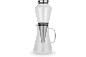 BEEM Cold Drip 03075 - Caffettiera per vetro borosilicato da 0,5 l, in acciaio INOX, colore: Argento trasparente, dimensioni: 14 x 12,5 x 33,4 cm