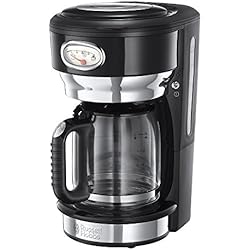 Russell Hobbs 21701-56 Machine à Café, Cafetière Filtre 1,25L Retro 1000W, Rapide, Plaque Chaude, Design Vintage - Noir