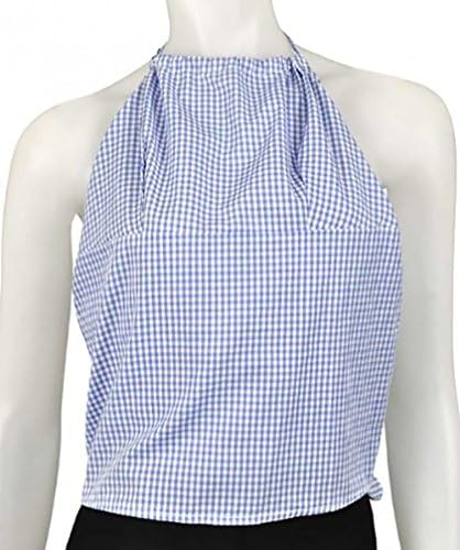 Ex Chain Store Girls Blue Gingham Halter Neck Semi-Open BackTop 10-15 Years olds (UK Small, Blue & White)