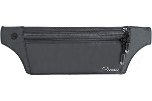 Ryaco Cinturón de Viaje para Dinero - Riñonera Running Deportiva con Bloqueo RFID - Bolsa De Viaje Oculta para Protección el Dinero y Tarjeta de Crédito - Cartera Cinturón (Gris)