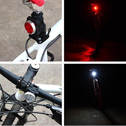 Wiederaufladbare LED Fahrradlampe, LED Frontlicht und Rücklicht Für Fahrrad, Kinderwagenbeleuchtung, USB LED Fahrradlicht Set, Fahrradbeleuchtung，350lm Wasserdichte 4 Licht-Modi 2 USB-Kabel zum Aufladen by Jr.Hagrid - 7