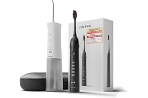 ‎ZAHNHELD Zahnheld® Super-Set, elektrische Schallzahnbürste GERO + Munddusche AQUADENT | inkl. Bürstenkopf & Reiseetui | Effektive Zahnreinigung + Interdentalreinigung