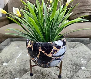 BYC Exotic Metal Planter Pot Black Multi-Purpose Plant Container