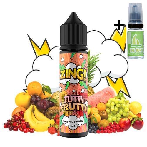 E Liquid Zing Tutti Frutti 50ml - 70vg 30pg - booster shortfill + E Liquid The Boat 10 ml lima limón - Para cigarrillo electrónico.