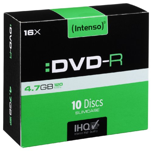 Intenso DVD-R Rohlinge 4,7 GB 16x kratzfest Cover-Card 10er Pack Slim Case