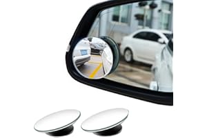 UBRAVE Blind Spot Mirrors, Round Frameless 360° Rotate Sway Adjustable and Waterproof, HD Glass Convex Mirror Maximize RearView, Universal for Car SUV Trucks Traffic Safety - 2 Pack