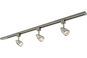 NATIONAL LIGHTING Bullett’s 3 Way Single Circuit Track Spotlight Fixture for Indoors - IP20 Rated Dimmable Track Lighting Fixture for Ceiling - Residential and Commercial Use | Satin Nickel Finish
