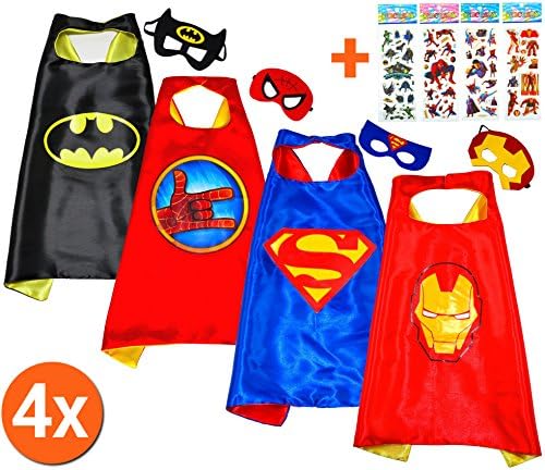 Batman Cape + Mask - Superhero Party Costume for kids - 3 to 10 year children Superhero Batman costumes, masks, capes, satin (Boys) - King Mungo - KMSC005