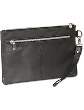 Rimbaldi® - Flache Universaltasche mit praktischer Lederschlaufe aus hochwerigem Riund-Nappaleder in Schwarz