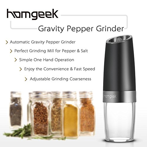Homgeek Automatische Elektrische Pfeffermühle Gravity Designed mit Blauem LED-Licht - 9
