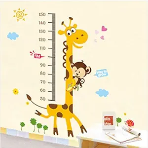 Decals Design StickersKart Wall Stickers Kids Giraffe Height Chart Removable Large Vinyl (Multi-Colour)