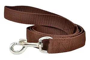 VIP Collection 1.5 Inch Nylon Dog Leash Strong and Durable Traditional Style Leash with Easy to Use Collar Hook Soft Padded Handle for Training Walking Lead Color Brown Extra Large